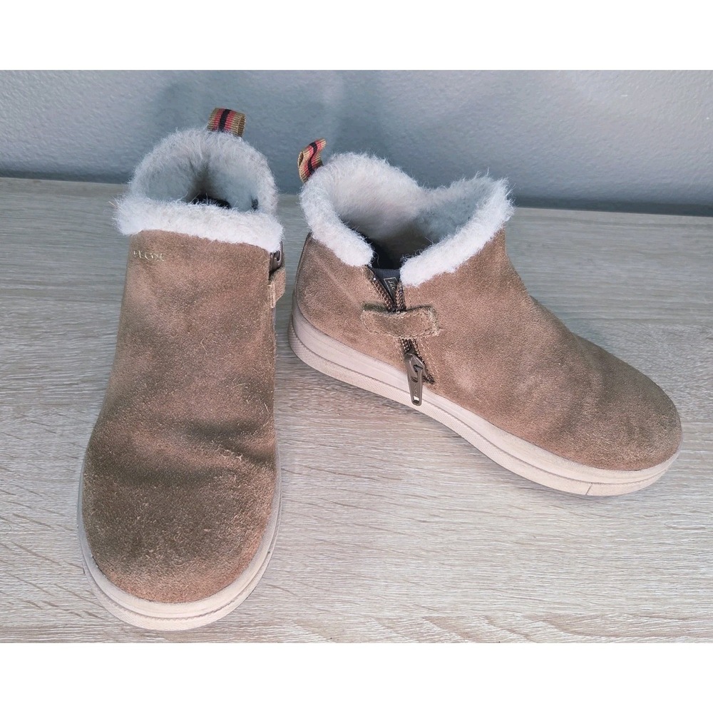 Geox‎ Kids Suede Shearling Lined Ankle Boots Size 28 Side Zip Winter Brown